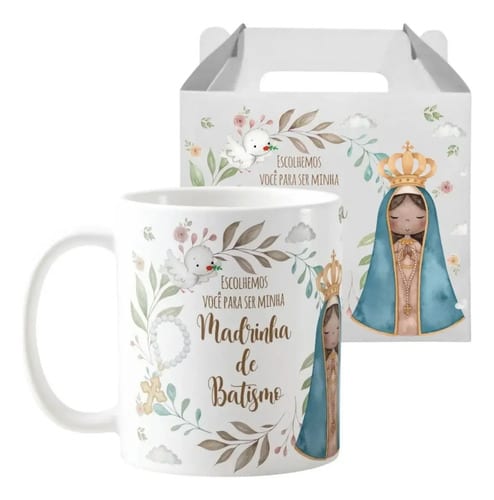 Caneca Personalizada Batismo Madrinha Presente Pronta Entrega