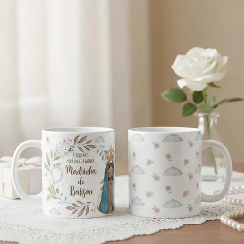 Caneca Personalizada Batismo Madrinha Presente Pronta Entrega - Batizado (Madrinha)