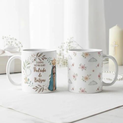 Caneca Padrinho de Batismo Lembrancinha Personalizada - Batizado (Padrinho)