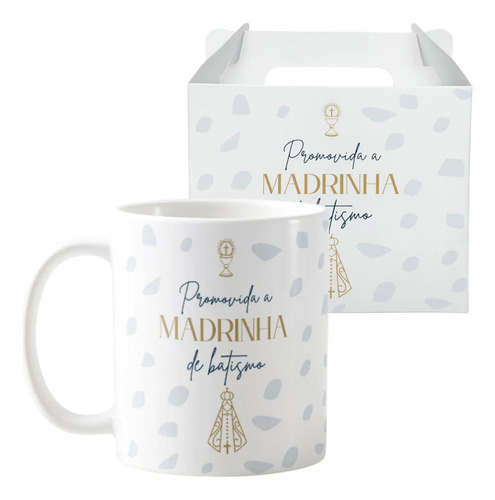 Kit 3 Caneca Personalizada Convite Padrinhos de Consagração | Lembrança de Batismo