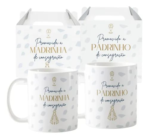 Kit 2 Canecas Cerâmica Padrinhos Consagração Agradecimento