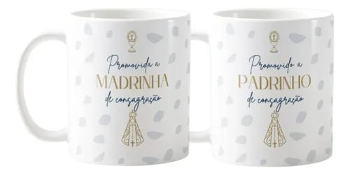 Kit 2 Canecas Cerâmica Padrinhos Consagração Agradecimento