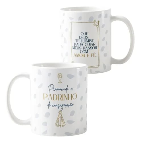 Kit 2 Canecas Cerâmica Padrinhos Consagração Agradecimento