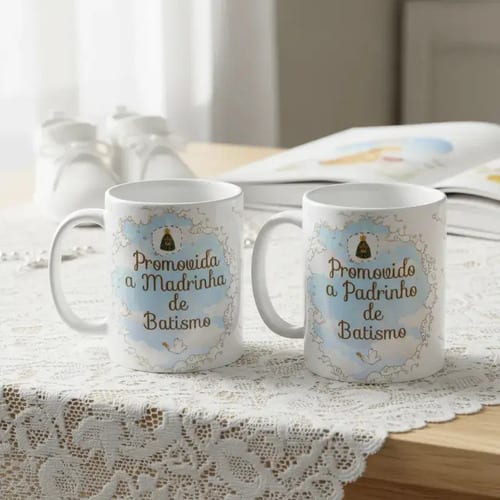 Kit 2 Canecas Personalizadas Padrinhos Batismo