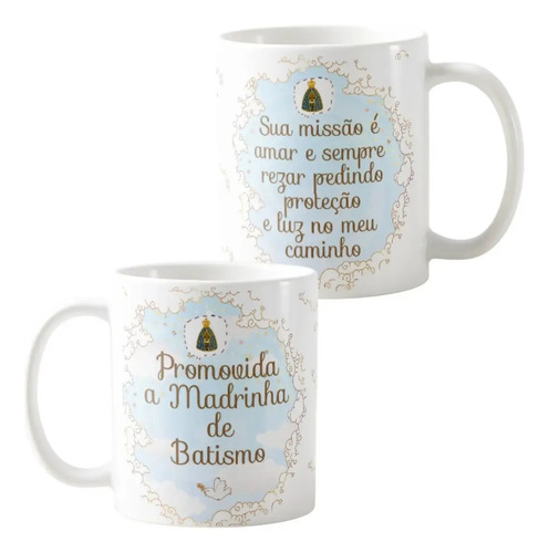 Kit 2 Canecas Personalizadas Padrinhos Batismo 