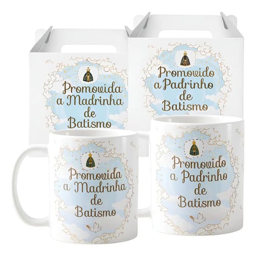 Kit 2 Canecas Personalizadas Padrinhos Batismo
