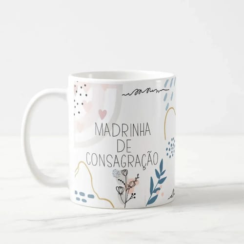 Kit 3 Canecas Personalizadas Padrinhos Batismo Minimalista