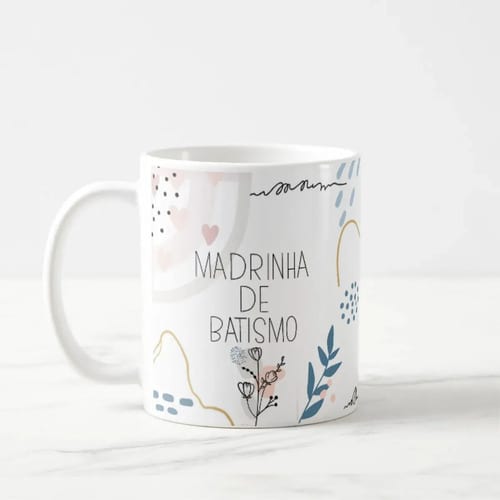 Kit 3 Canecas Personalizadas Padrinhos Batismo Minimalista