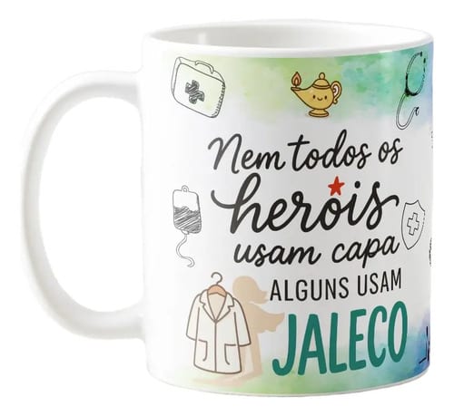 Caneca Personalizada Enfermagem Presente Heróis de Jaleco - Profissões (Enfermeiro(a))