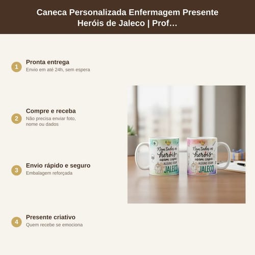 Caneca Personalizada Enfermagem Presente Heróis de Jaleco