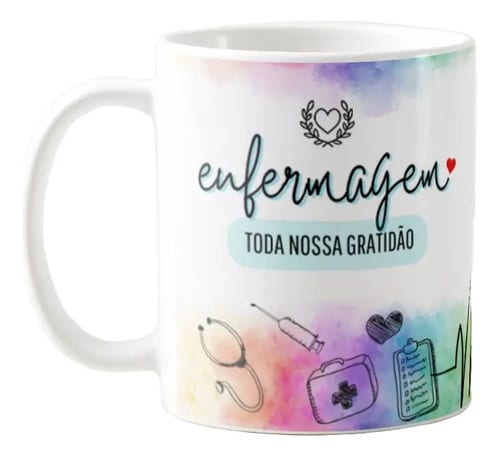 Caneca Profissão Enfermagem Hospital Toda Nossa Gratidão - Profissões (Enfermeiro(a))