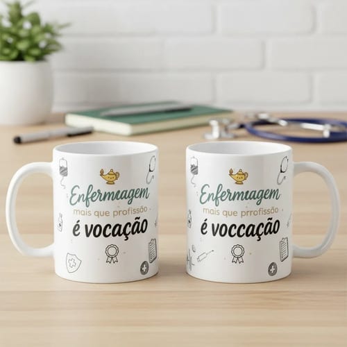 Caneca Profissão Enfermagem Hospital Presente É Uma Vocação - Profissões (Enfermeiro(a))