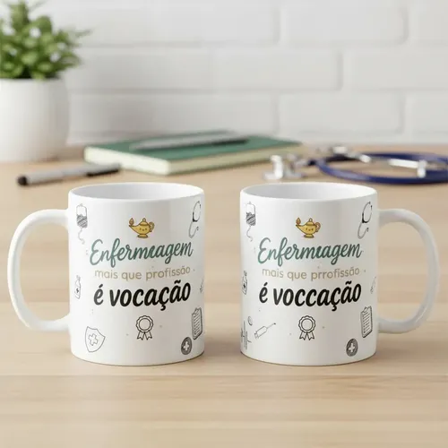 Caneca Profissão Enfermagem Hospital Presente É Uma Vocação - Profissões (Enfermeiro(a))