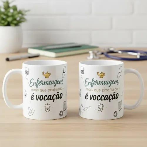 Caneca Profissão Enfermagem Hospital Presente É Uma Vocação - Profissões (Enfermeiro(a))