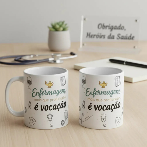 Caneca Profissão Enfermagem Hospital Presente É Uma Vocação