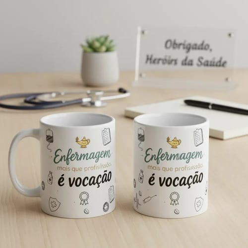 Caneca Profissão Enfermagem Hospital Presente É Uma Vocação