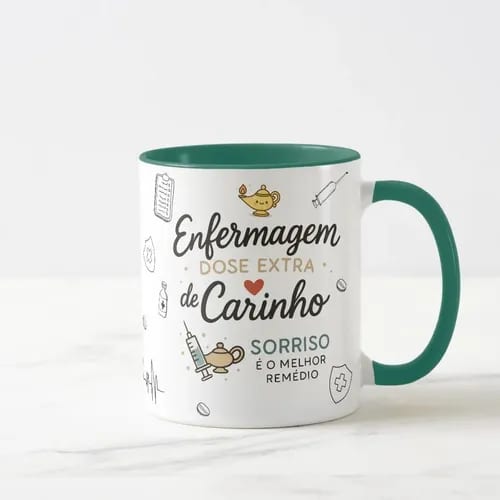 Caneca Personalizada Enfermagem Presente com Dose de Carinho