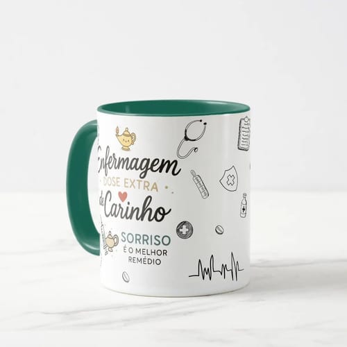 Caneca Personalizada Enfermagem Presente com Dose de Carinho
