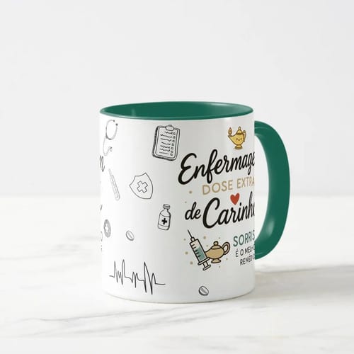 Caneca Personalizada Enfermagem Presente com Dose de Carinho