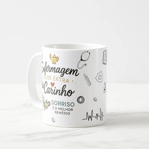 Caneca Personalizada Dose Extra de Carinho Enfermagem