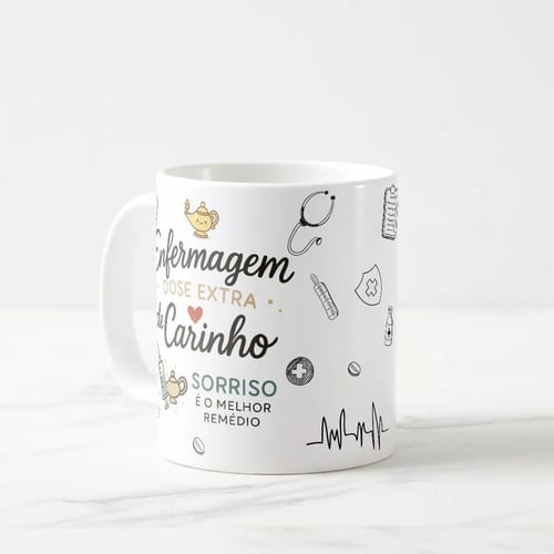 Caneca Personalizada Dose Extra de Carinho Enfermagem