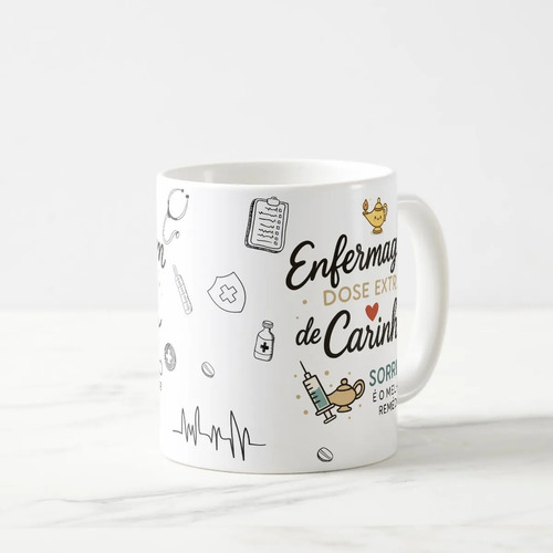 Caneca Personalizada Dose Extra de Carinho Enfermagem