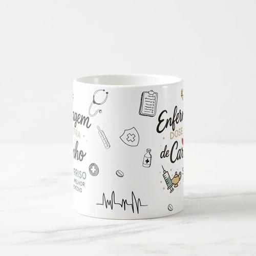 Caneca Personalizada Dose Extra de Carinho Enfermagem