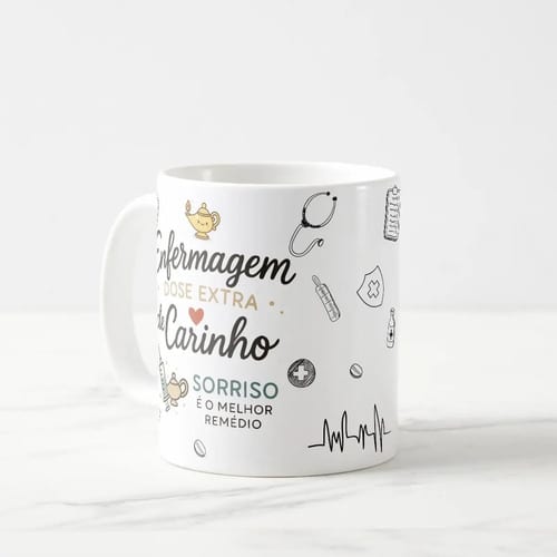 Caneca Personalizada Dose Extra de Carinho Enfermagem
