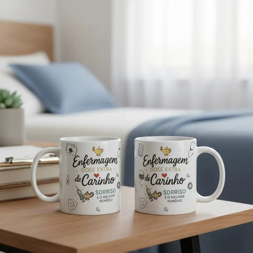 Caneca Personalizada Dose Extra de Carinho Enfermagem - Profissões (Enfermeiro(a))