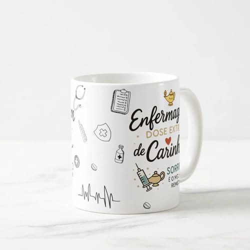 Caneca Personalizada Dose Extra de Carinho Enfermagem