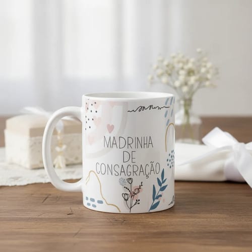 Canecas Cerâmica Madrinha Consagração Minimalista Delicada