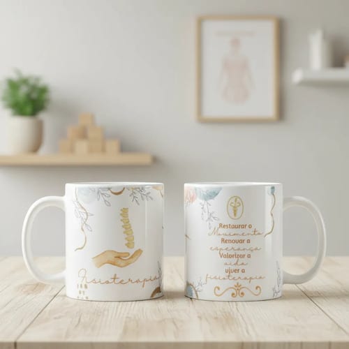Caneca Profissão Presente Dia da Fisioterapeuta Aquarela - Profissões (Fisioterapeuta)