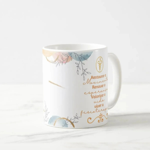 Caneca Profissão Presente Dia da Fisioterapeuta Aquarela