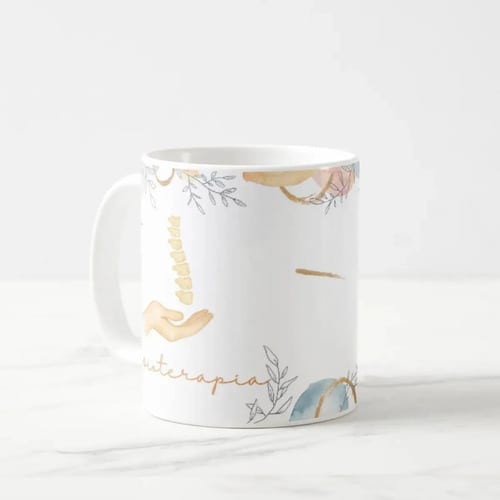Caneca Profissão Presente Dia da Fisioterapeuta Aquarela