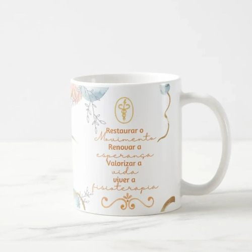 Caneca Profissão Presente Dia da Fisioterapeuta Aquarela