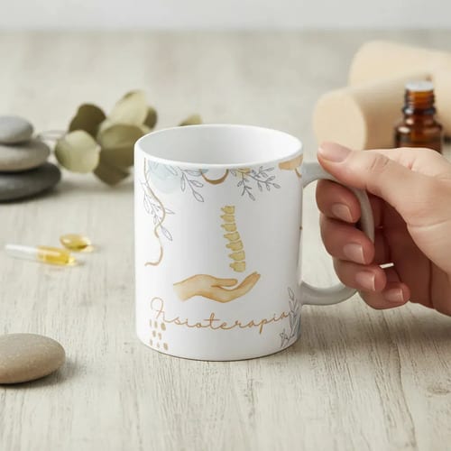 Caneca Profissão Presente Dia da Fisioterapeuta Aquarela
