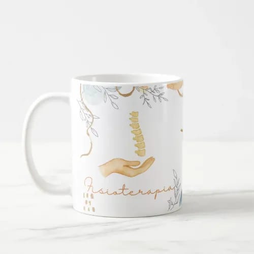 Caneca Profissão Presente Dia da Fisioterapeuta Aquarela