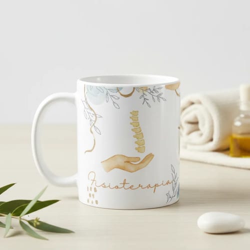 Caneca Profissão Presente Dia da Fisioterapeuta Aquarela