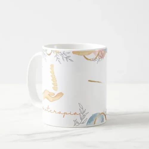 Caneca Profissão Presente Dia da Fisioterapeuta Aquarela