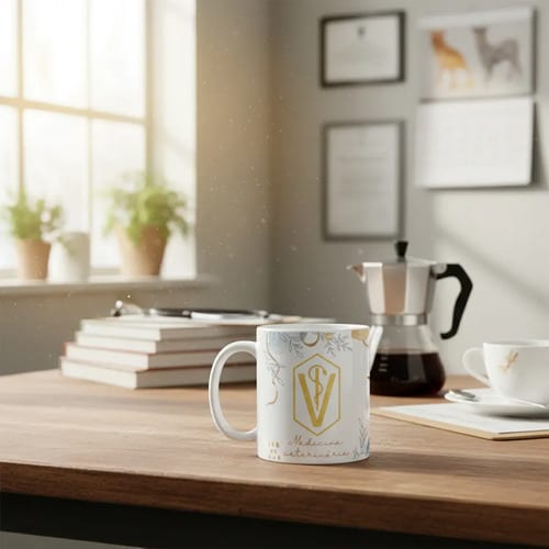 Caneca Profissão Presente Dia da Médica Veterinária Aquarela