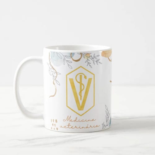 Caneca Profissão Presente Dia da Médica Veterinária Aquarela