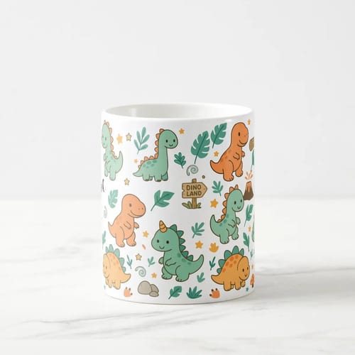 Caneca Personalizada com Nome para Crianças Mundo dos Dinossauro