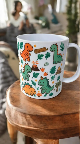 Kit Dinossauro Caneca E Garrrafa Escolar Nome Personalizado Branco