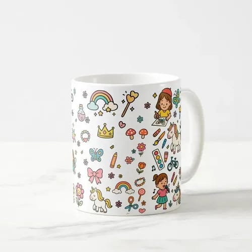 Branco / Infância Meninas caneca polimero infantil feminina presente