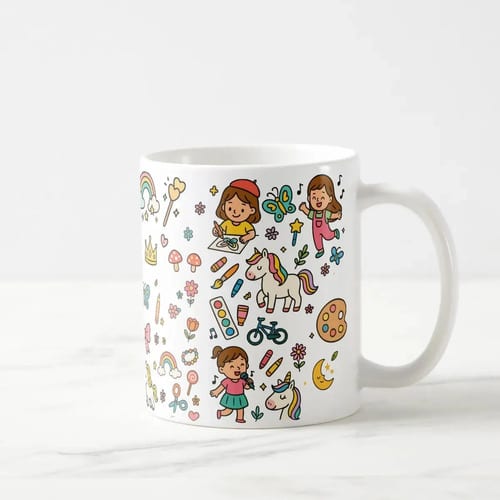 Branco / Infância Meninas caneca polimero infantil feminina presente