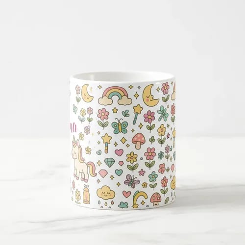 Caneca Infantil Personalizada Com Nome - Polimero Resistente Unicornio