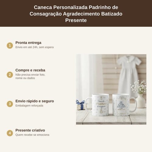Caneca Personalizada Padrinho de Consagração Agradecimento