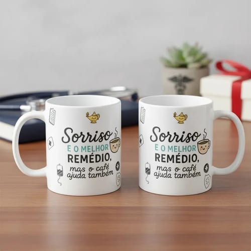 Caneca Personalizada Enfermeira Divertida Cafe Sorriso 325ml - Branca - Profissões (Enfermagem)