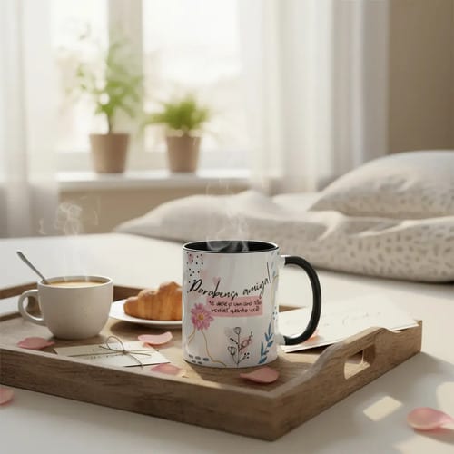 Caneca Cerâmica Preta Mulheres Personalizada Lembrança Feminina Preto Aniversário Amiga