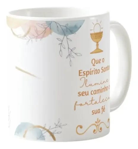 Kit 2 Canecas Cerâmica Católica Crismando 325ml
